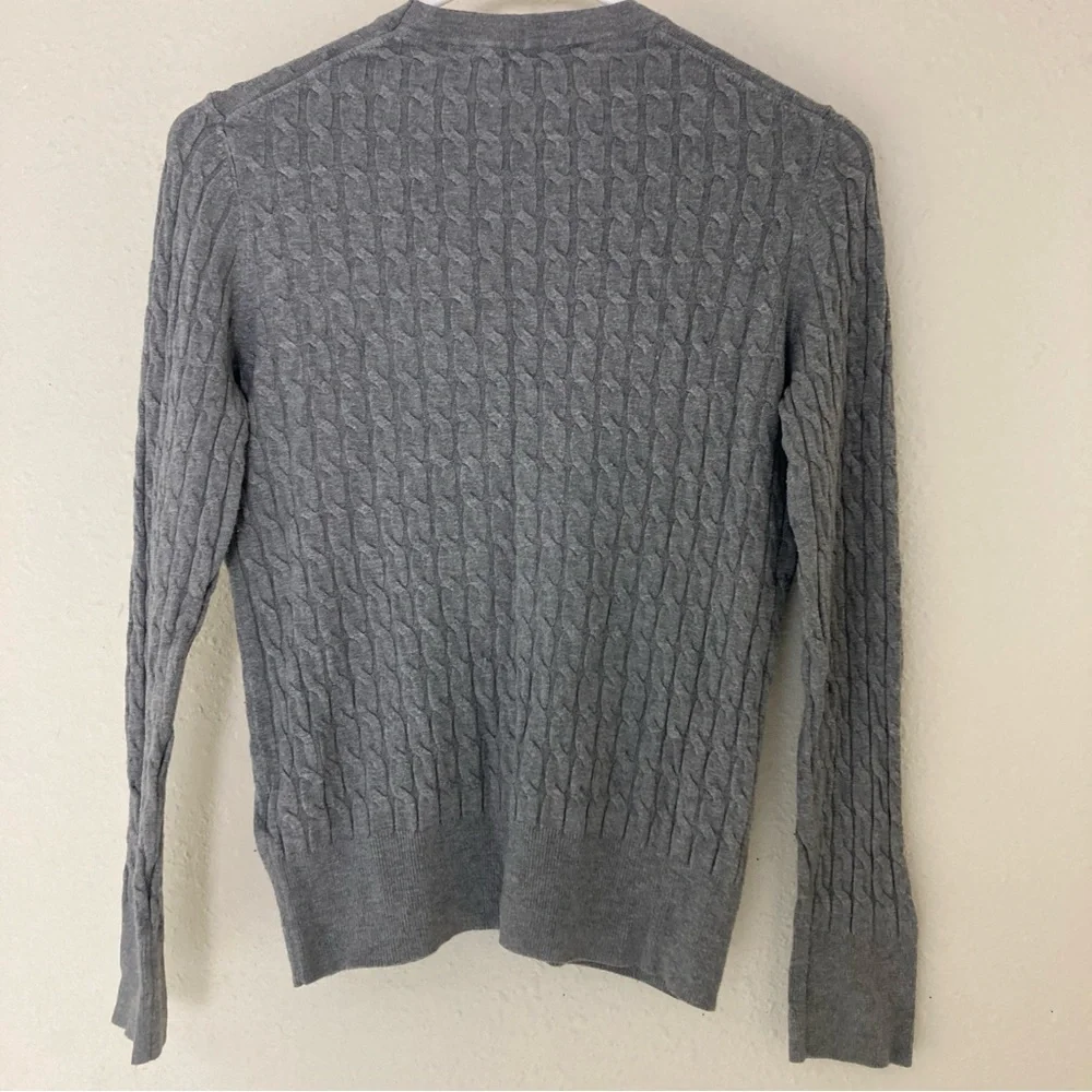 Zara Sweater Cable Knit Round Neck Gray Size M - Picture 2 of 15